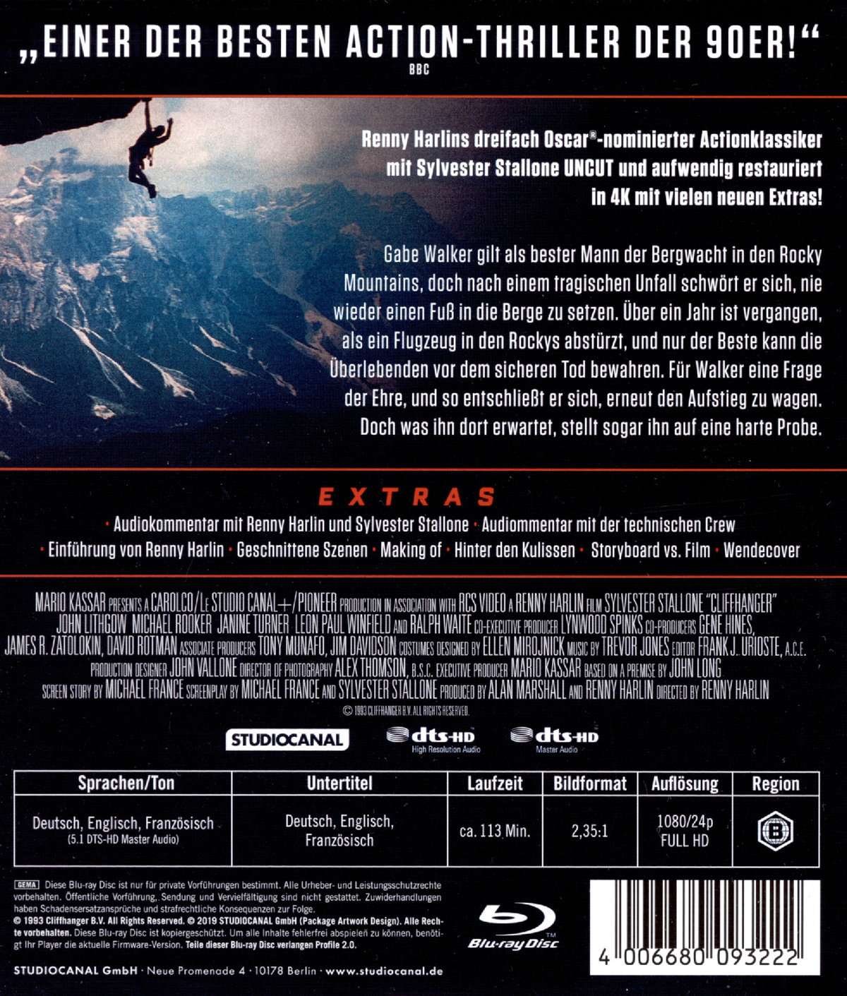 Cliffhanger - 25th Anniversary Edition (blu-ray)