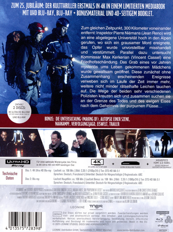 Die purpurnen Flüsse - Uncut Mediabook Edition  (4K Ultra HD+blu-ray)