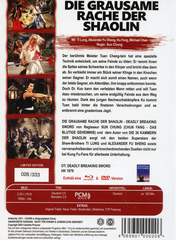 Die grausame Rache der Shaolin - Uncut Mediabook Edition  (DVD+blu-ray) (A)