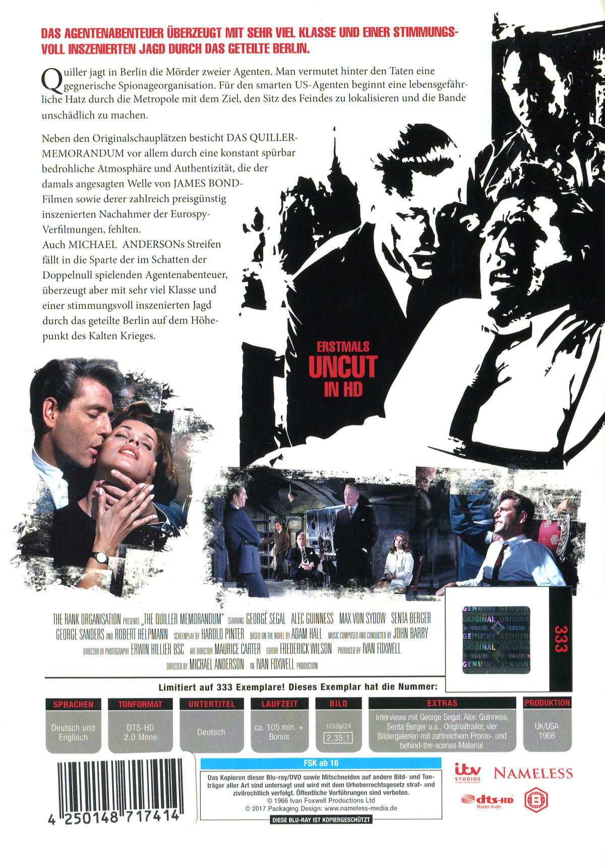 Quiller Memorandum, The - Limited Mediabook Edition (blu-ray) (Cover schwarz/weiss)