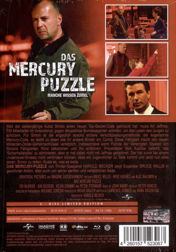 Mercury Puzzle, Das - Uncut Mediabook Edition (DVD+blu-ray) (C)