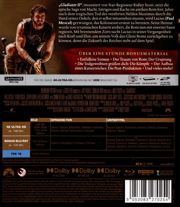 Gladiator II  (4K Ultra HD) (+ Blu-ray)