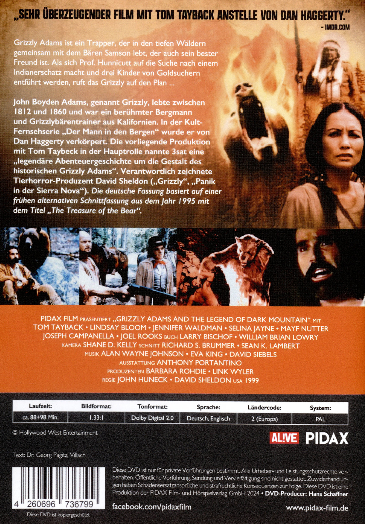 Grizzly Adams (... and the Legend of Dark Mountain) / Spannende Neuverfilmung von "Der Mann in den Bergen" (Pidax Western-Klassiker)  (DVD)