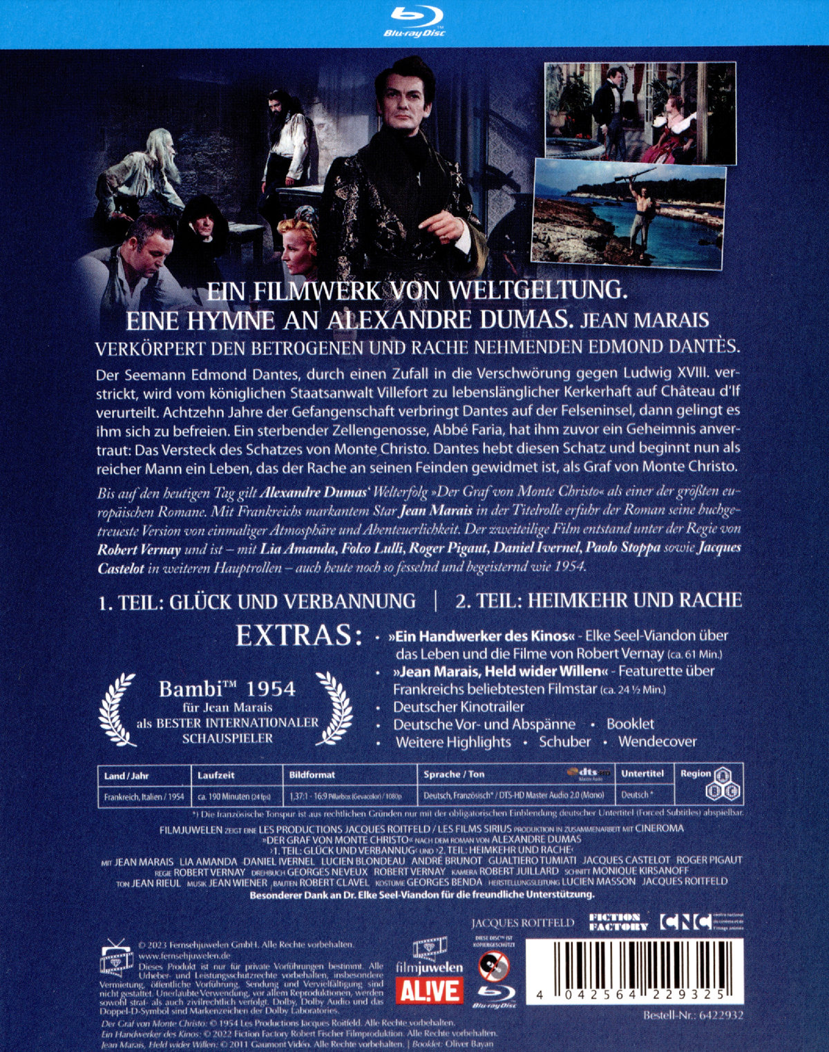 Graf von Monte Christo, Der - Teil 1 & 2 mit Jean Marais -1954 (blu-ray)