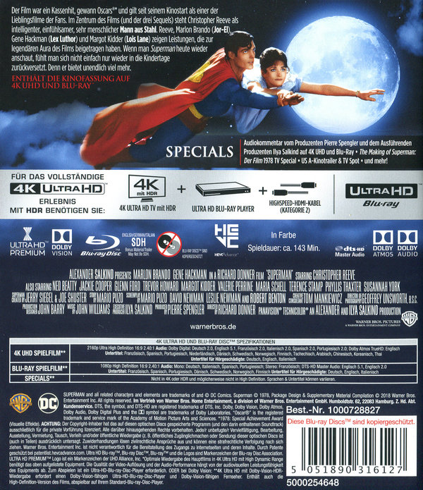 Superman 1 - Der Film (4K Ultra HD)