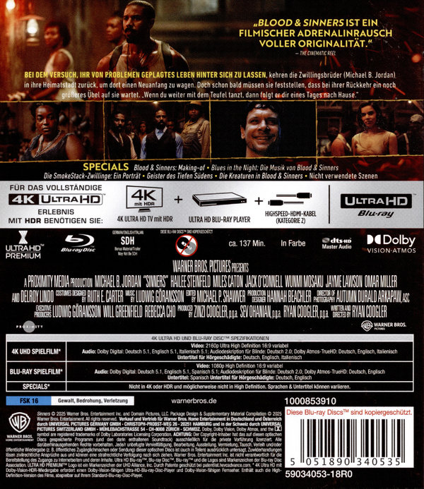 Blood & Sinners  (4K Ultra HD) (+ Blu-ray)