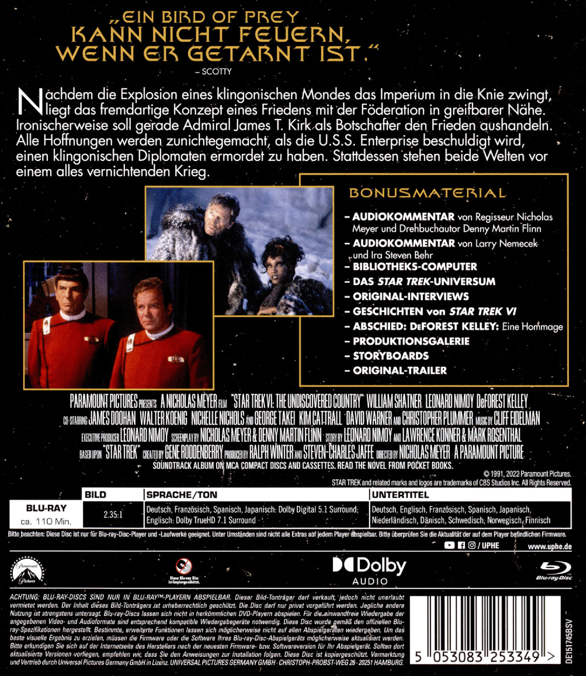 Star Trek 6 - Das unentdeckte Land - Remastered Edition (blu-ray)