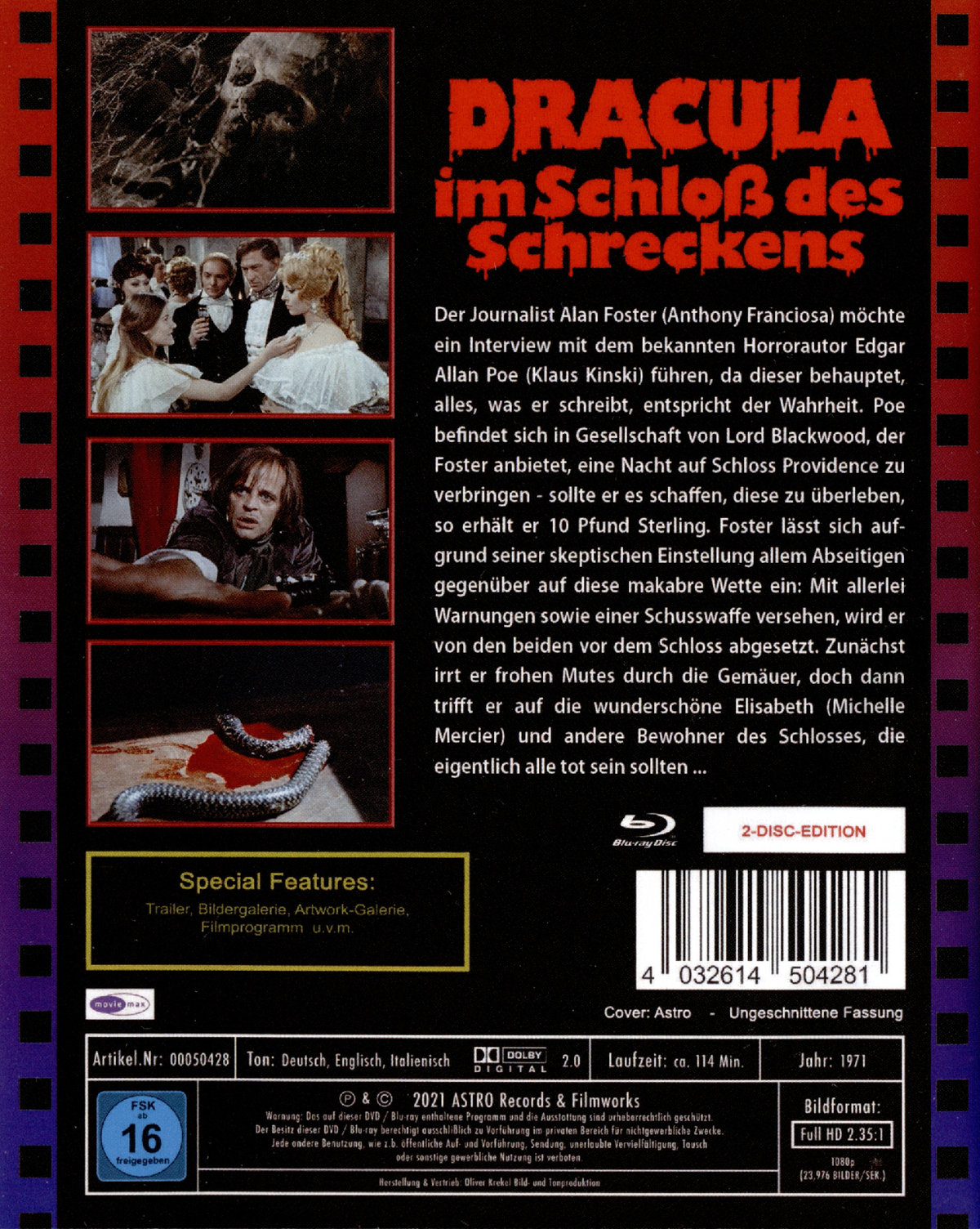 Dracula im Schloß des Schreckens - 2 Blu-rays (Langfassung + Kinofassung) - Astro Design (limitiert auf 500 Stück in Full Sleeve Scanavo-Box)  [2 BRs]  (Blu-ray Disc)