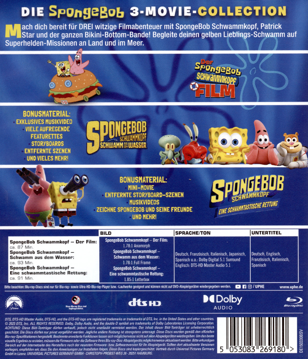 Spongebob Schwammkopf 3-Movie Collection  [3 BRs]  (Blu-ray Disc)