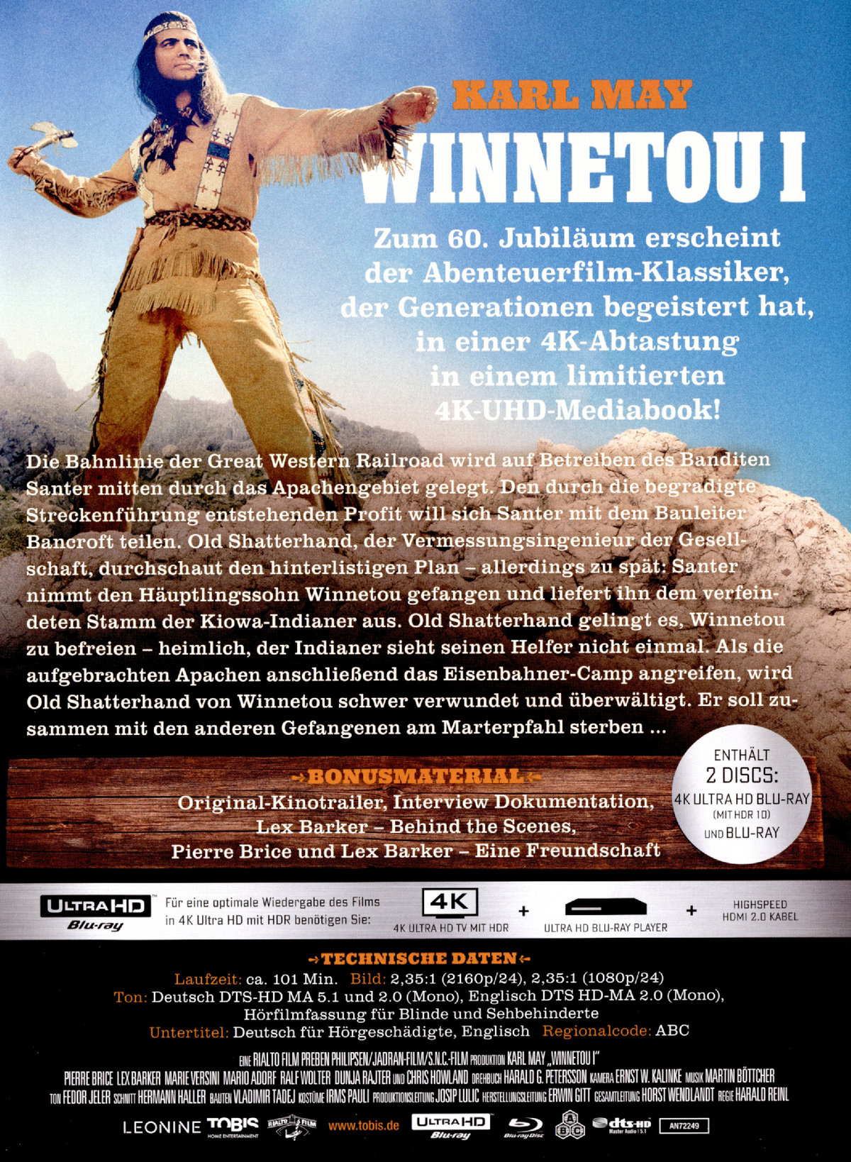 Winnetou 1 - Limited Mediabook Edition (blu-ray+4K Ultra HD) 