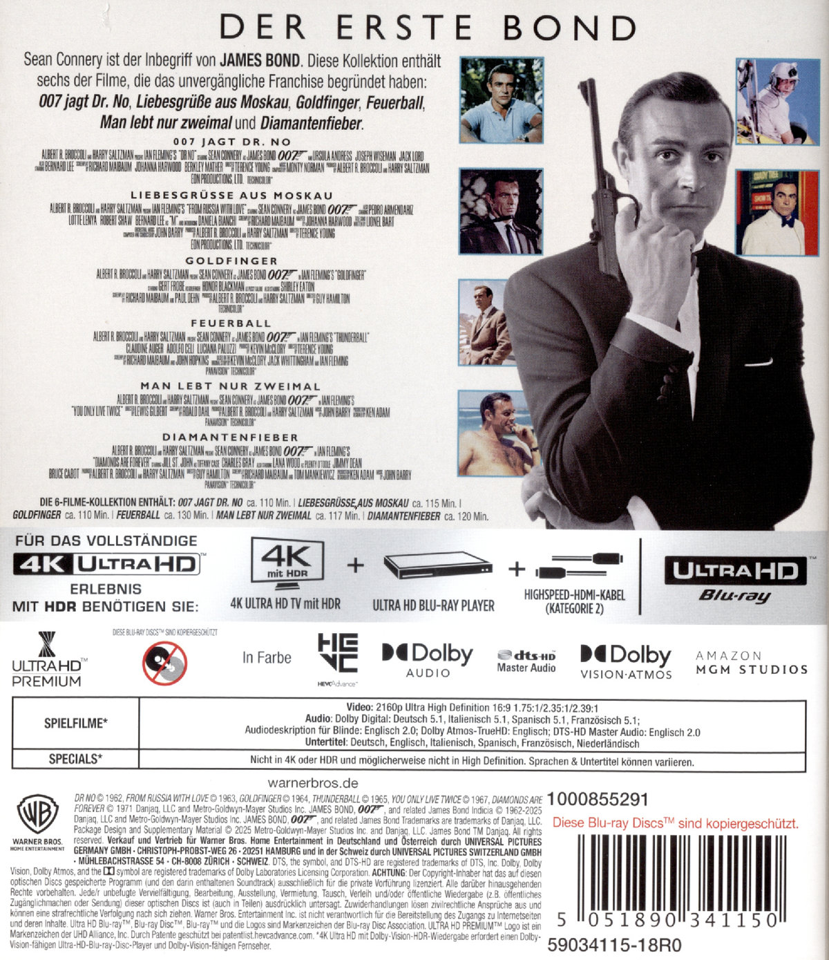 James Bond: Sean Connery 6Film Collection  (6 4K Ultra HD) (+ 6 Blu-rays)