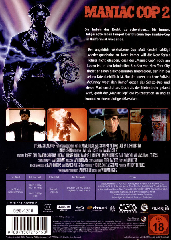 Maniac Cop 2 - Uncut Mediabook Edition (4K Ultra HD+blu-ray) (B)