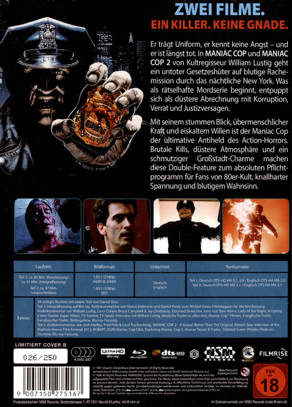 Maniac Cop 1+2 - Uncut Mediabook Edition (4K Ultra HD+blu-ray) (B)