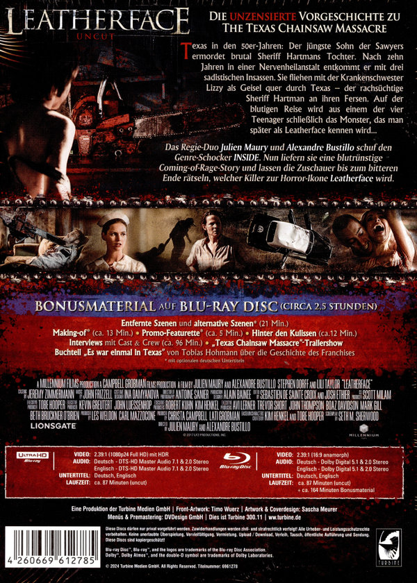 Leatherface - Uncut Mediabook Edition (4K Ultra HD+blu-ray)