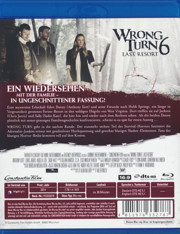 Wrong Turn 6 - Last Resort - Uncensored (blu-ray)