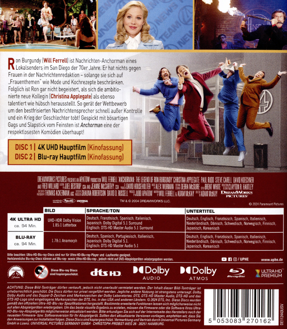 Anchorman - Die Legende von Ron Burgundy  (4K Ultra HD) (+ Blu-ray)