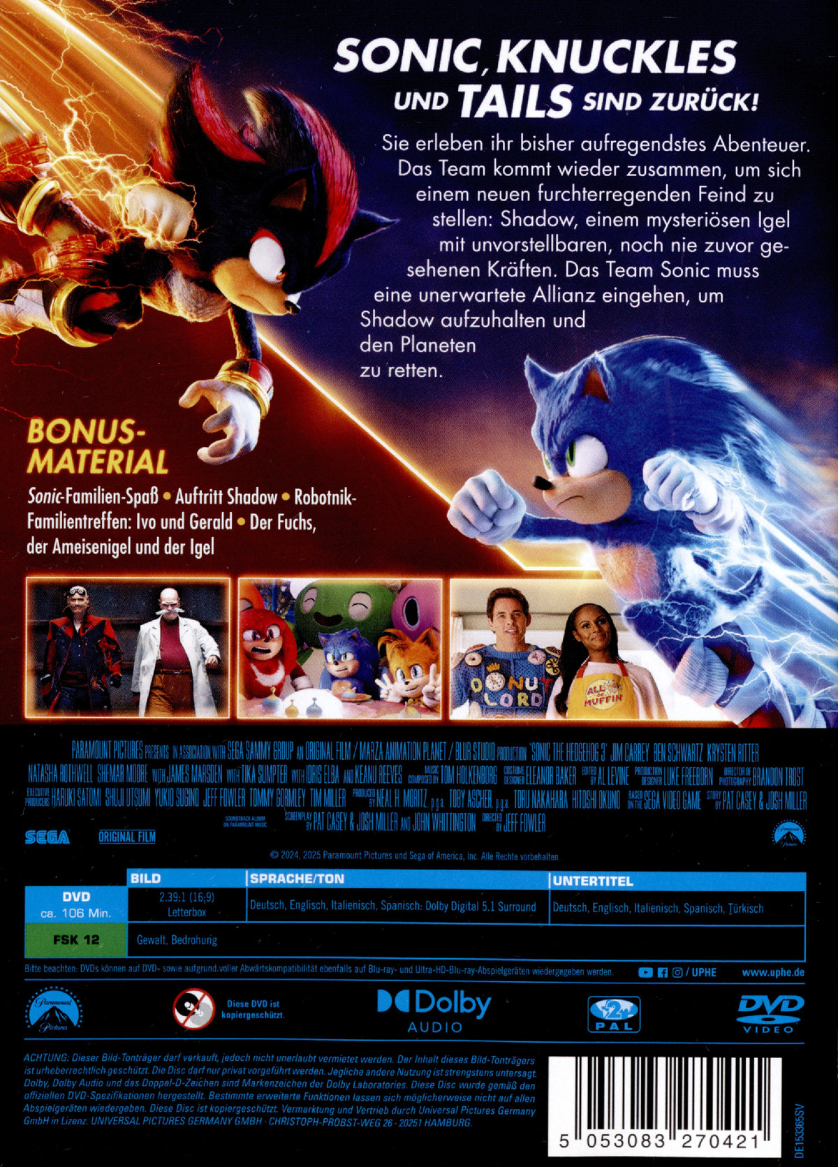 Sonic the Hedgehog 3  (DVD)