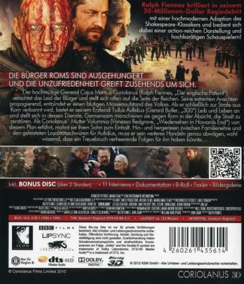 Coriolanus 3D (3D blu-ray)