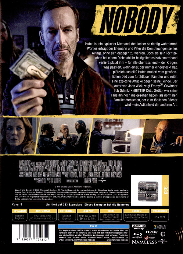 Nobody - Uncut Mediabook Edition  (4K Ultra HD+blu-ray) (B)