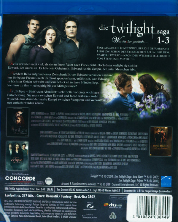Twilight Saga 1-3 , Die - Limited Edition  (blu-ray)