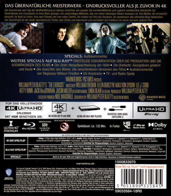 Der Exorzist  (4K Ultra HD) + (Blu-ray) 