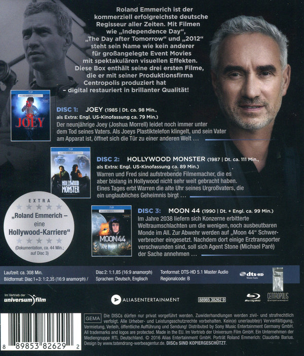 Roland Emmerich Coll: Joey/ Hollywood-Monster/ Moon 44 (blu-ray)