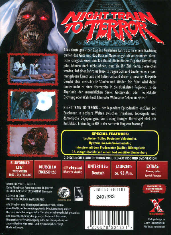 Night Train to Terror - Uncut Mediabook Edition (DVD+blu-ray) (B)