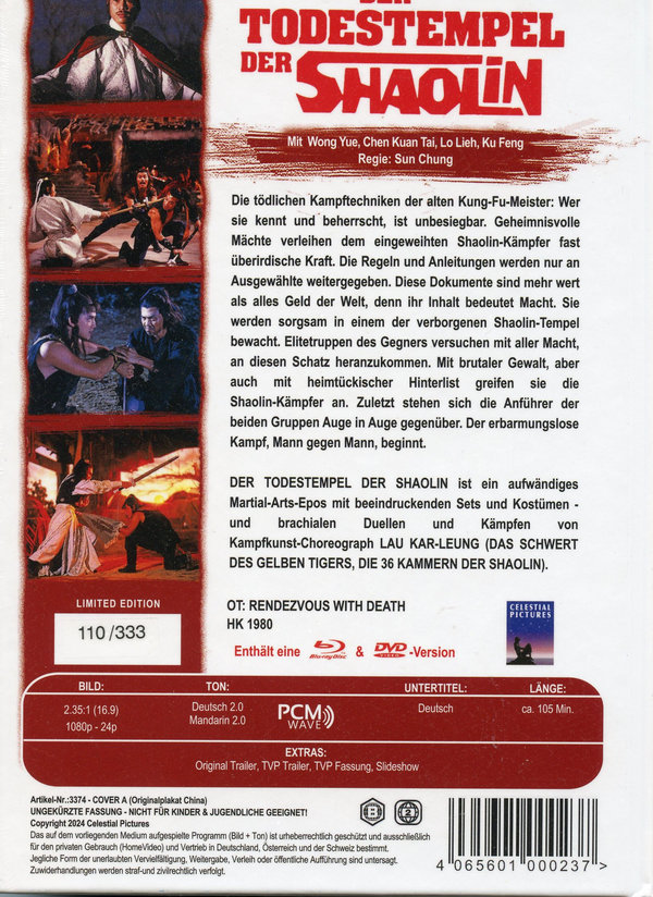 Der Todestempel der Shaolin - Uncut Mediabook Edition  (DVD+blu-ray) (A)