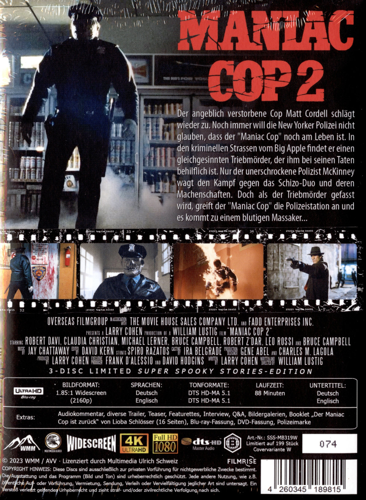 Maniac Cop 2 - Uncut Mediabook Edition  (DVD+blu-ray+4K Ultra HD)  (Wattiert)