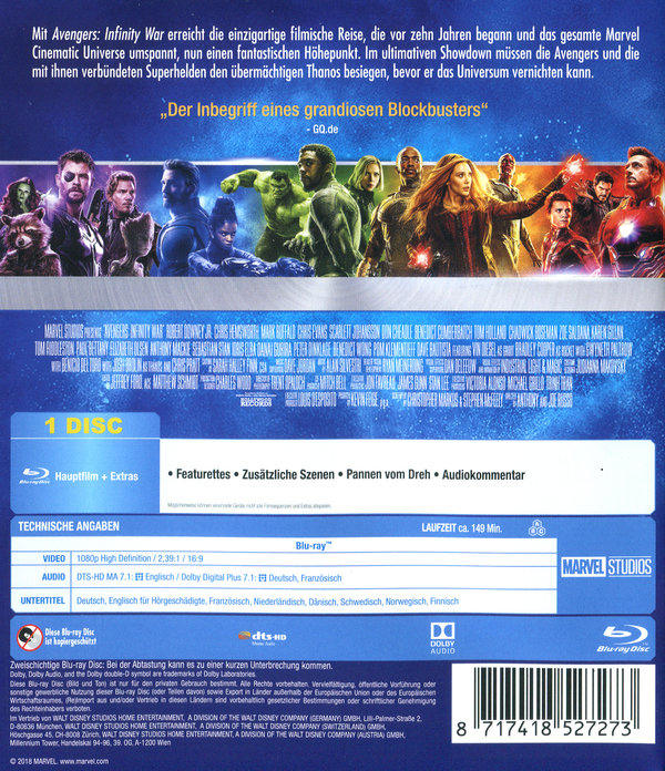 Avengers: Infinity War (blu-ray)